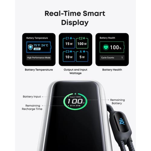 Anker Zolo PB 25000mAh 30W Built-in C LTG-Cable-A1695H11