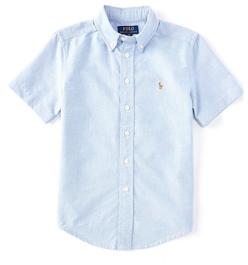 Polo Ralph Lauren Boys Short Sleeve Oxford Sport Solid Shirt Blue