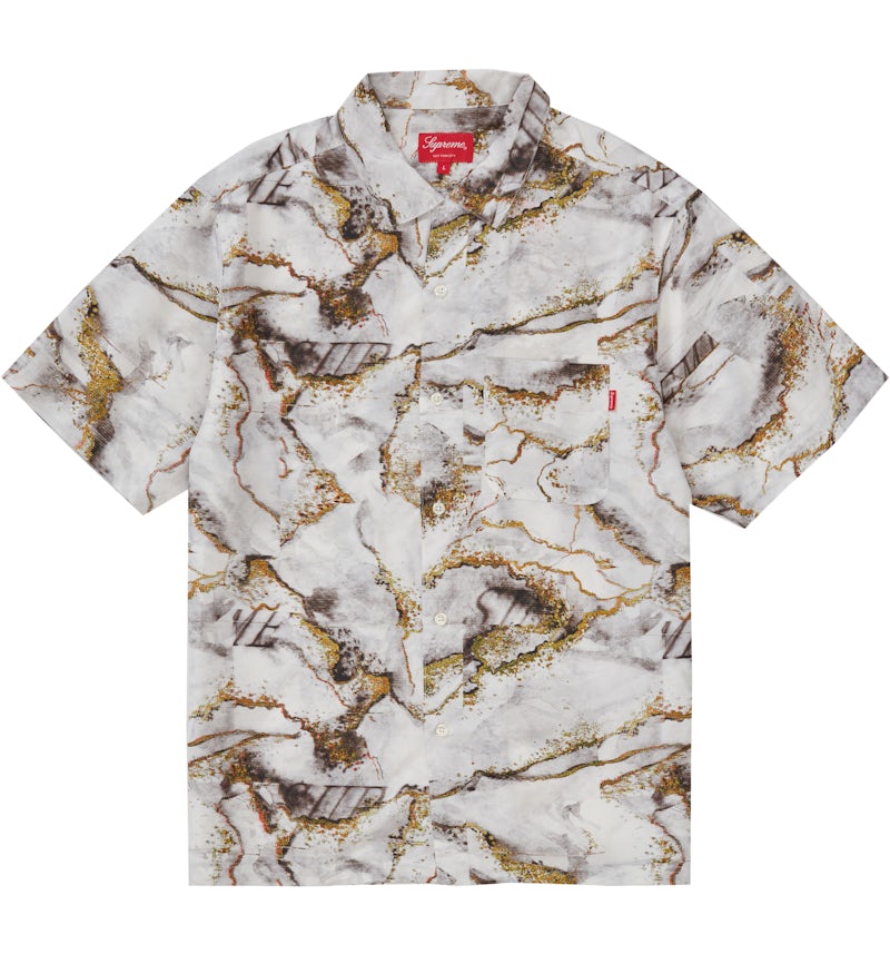 Supreme Marble Silk S/S Shirt White