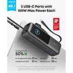 Anker Zolo PB 25000mAh 30W Built-in C LTG-Cable-A1695H11